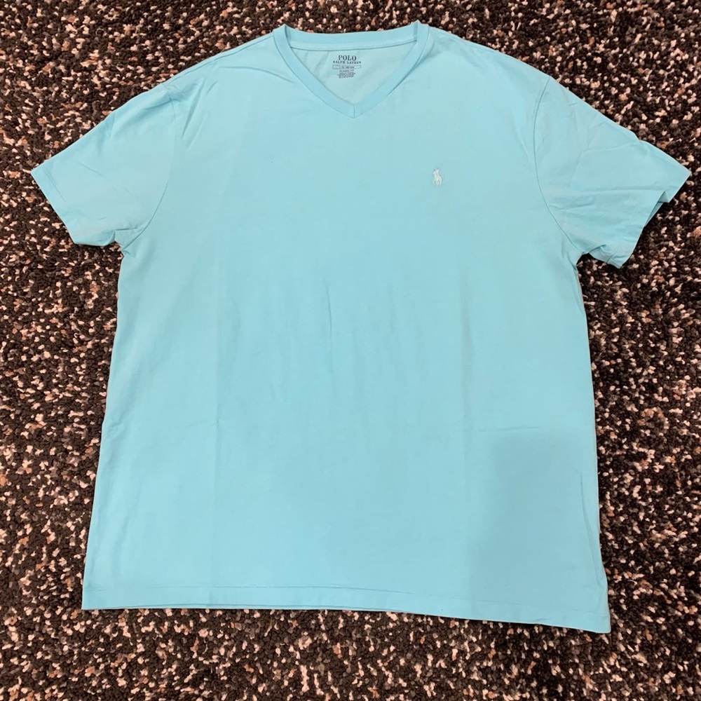 Polo Ralph Lauren Men’s Large Arctic Blue V Neck T Shirt